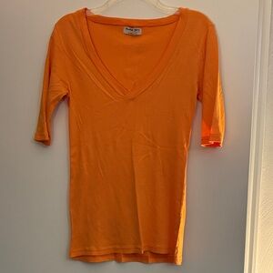 Michael Stars Orange V-Neck Tee